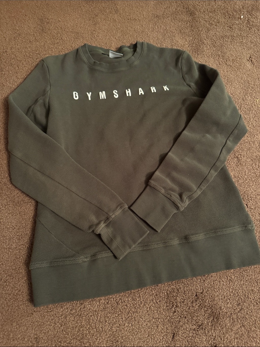 Gymshark men Olive Crewneck Sweatshirt with White Logo